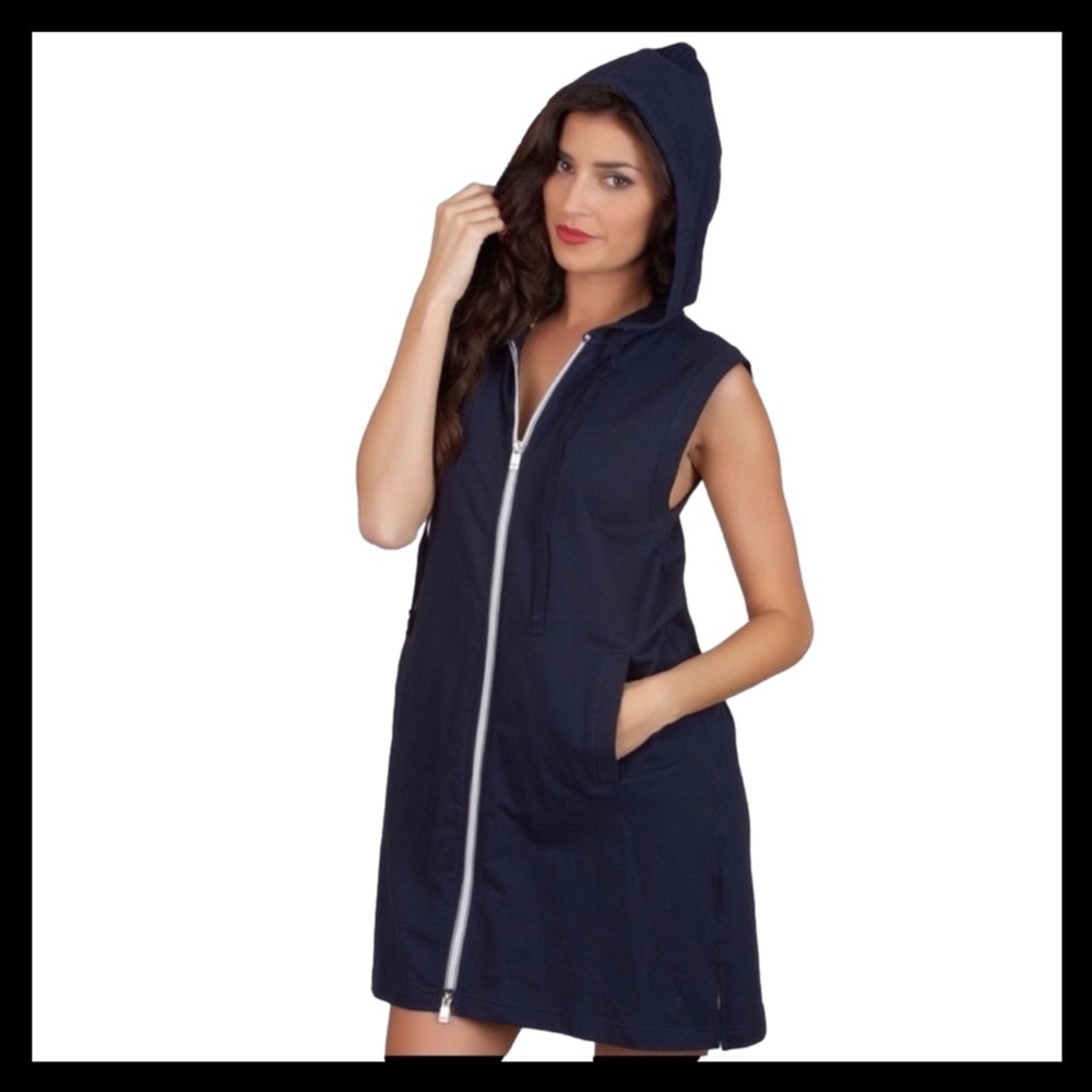 NAUTICA Terry Cloth Swimwear Coverup Navy Blue - Picture 5 of 6
